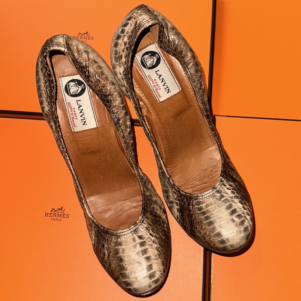 Lanvin Brown Python Wedges - image 6